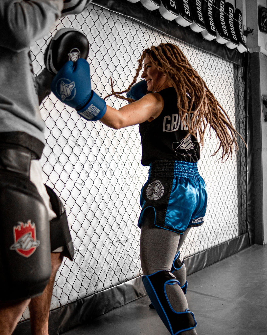 Blue shorts for kickboxing