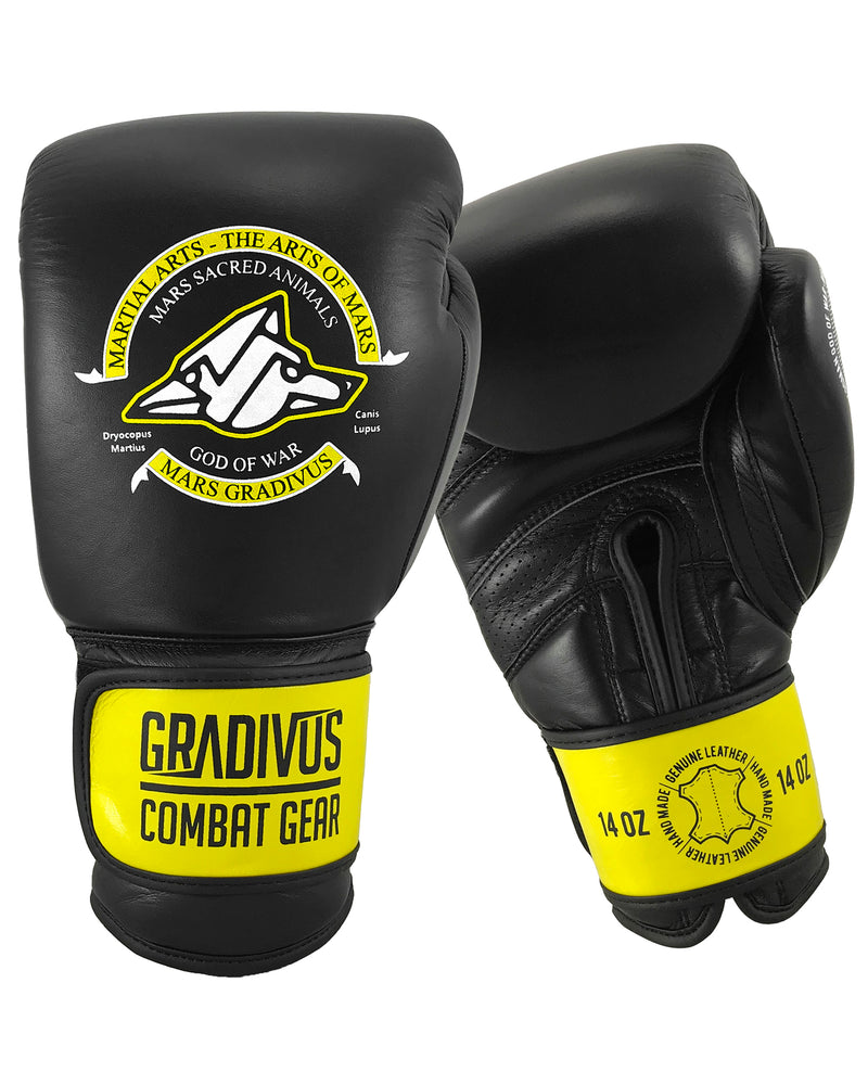 guantes boxeo sparpro cuero autentico vaca box boxing kickboxing muay thai sambo mma ufc bellator glory artes marciales mars gradivus hecho a mano importado subete al ring entrenar hace bien salud y deporte deporte combate full contact sparring negro amarillo