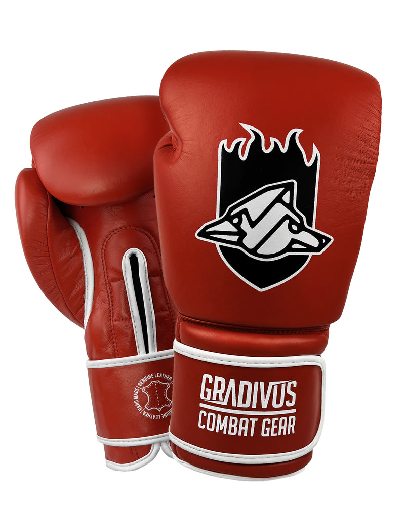 guantes de boxeo box boxing cuero autentico hecho a mano importado kickboxing muay thai k1 sambo mma ufc bellator mars gradivus combat gear deporte full contact contacto iska rojo