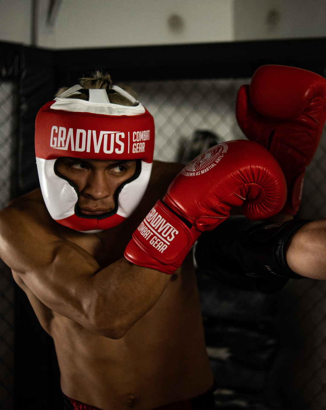 cabezal de cuero autentico gradivus rojo kickboxing boxeo box artes marciales muay tahi mma ufc bellator hecho a mano importado mars martial arts 