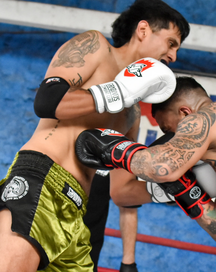 Right cross absorbed with boxing gloves guantes de boxeo box boxing cuero autentico hecho a mano importado kickboxing muay thai k1 sambo mma ufc bellator mars gradivus combat gear deporte full contact contacto iska blanco