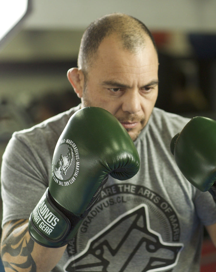 guantes boxeo sparpro cuero autentico vaca box boxing kickboxing muay thai sambo mma ufc bellator glory artes marciales mars gradivus hecho a mano importado subete al ring entrenar hace bien salud y deporte deporte combate full contact sparring verde pato navarrete