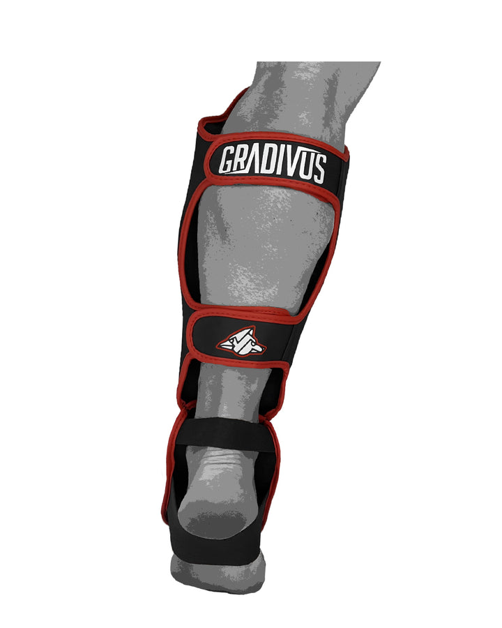 canilleras kick pro std mars gradivus kickboxing muay thai k1 sambo mma ufc bellator gimnasio academia artes de marte emblema animales sagrados negro rojo blanco