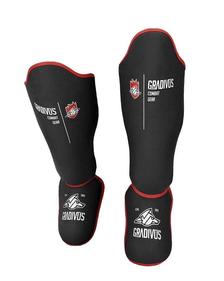 canilleras kick pro std mars gradivus kickboxing muay thai k1 sambo mma ufc bellator gimnasio academia artes de marte emblema animales sagrados negro rojo blanco
