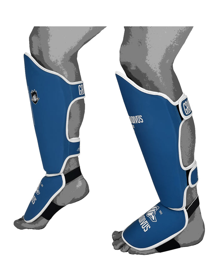 canilleras kick pro std mars gradivus kickboxing muay thai k1 sambo mma ufc bellator gimnasio academia artes de marte emblema animales sagrados azul blanco