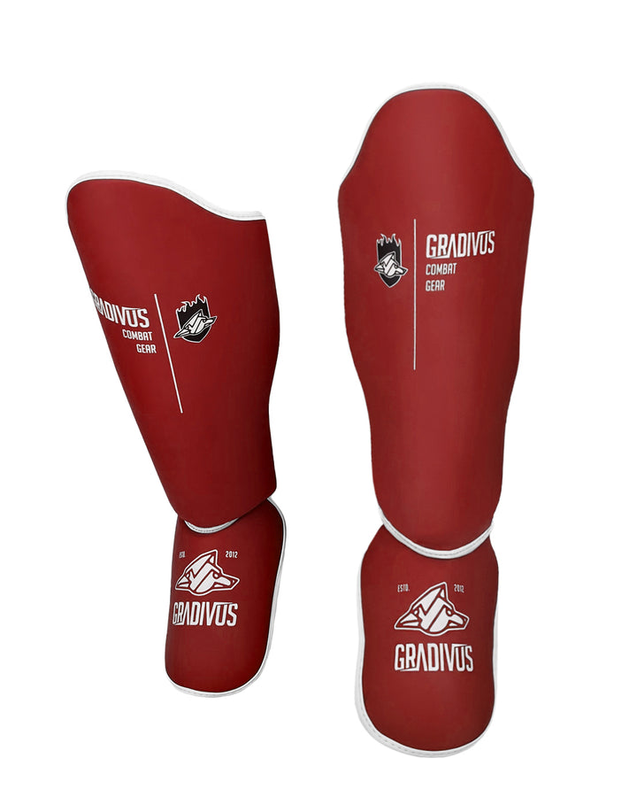 canilleras kick pro std mars gradivus kickboxing muay thai k1 sambo mma ufc bellator gimnasio academia artes de marte emblema animales sagrados rojo blanco