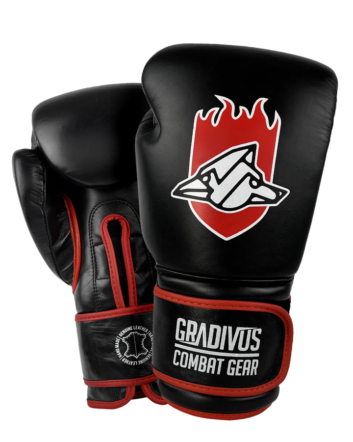 guantes de boxeo box boxing cuero autentico hecho a mano importado kickboxing muay thai k1 sambo mma ufc bellator mars gradivus combat gear deporte full contact contacto iska negro