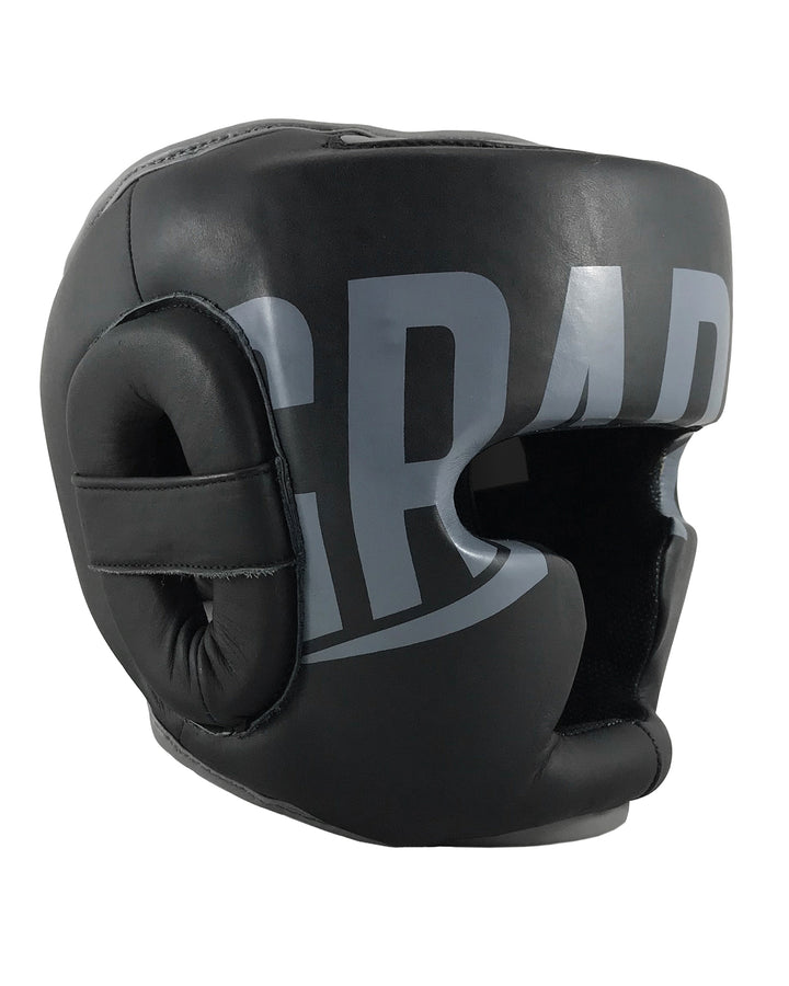 cabezal de cuero autentico gradivus negro gris kickboxing boxeo box artes marciales muay tahi mma ufc bellator hecho a mano importado mars martial arts 