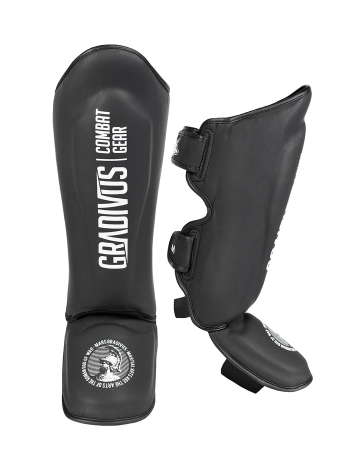 Canilleras Kick SparPro Kickboxing mma sambo muay thai k1 artes marciales mars gradivus combat gear deporte combate full contact pelea salud negro blanco