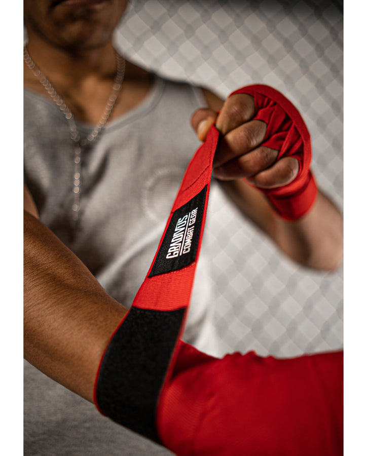 vendas boxeo algodon semi elasticado 4 metros boxing box kickboxing muay thai k1 mma sambo ufc bellator pelea peleador competidor entrenador gimnasio subete al ring jaula artes marciales mars gradivus rojo