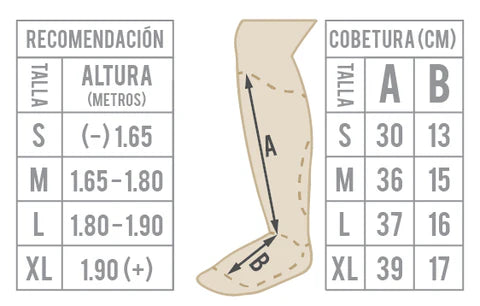 Tabla de tallas de Canilleras Kick SparPro Romano