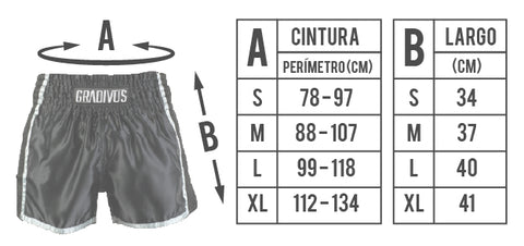 Tabla de tallas de Shorts Ring Fighter
