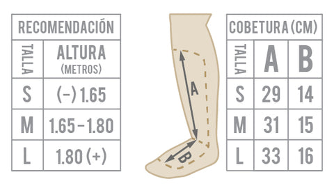 Tabla de tallas de Canilleras Kick Diamond